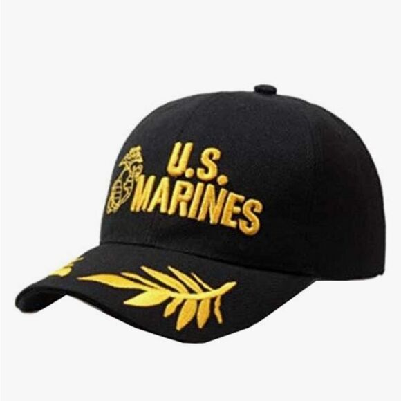 Marines Baseball Cap USAAmerican Flag Embroidered Washed Cotton Sunhat Black New - Picture 2 of 10